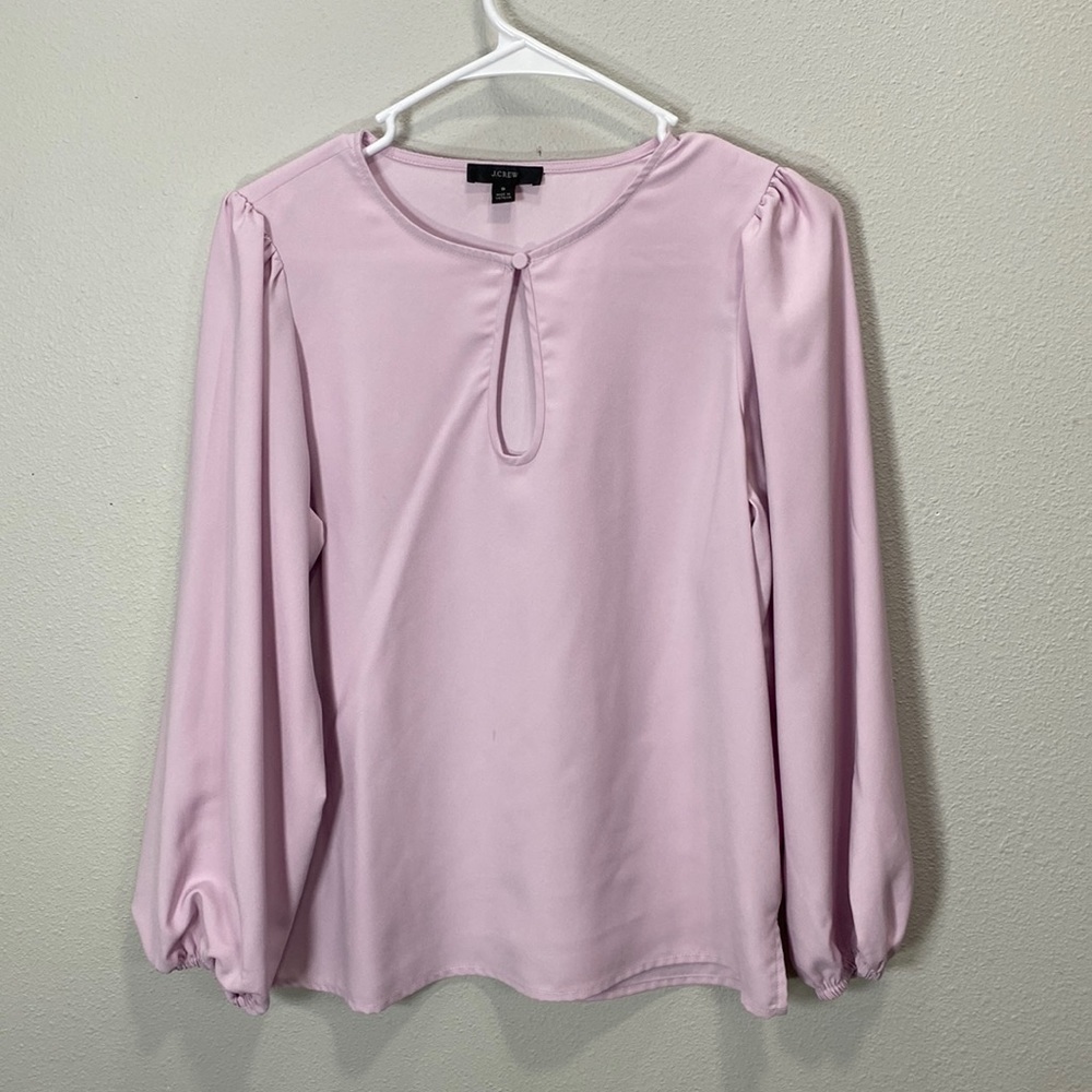J crew Puff-sleeve satin-back crepe top lavender